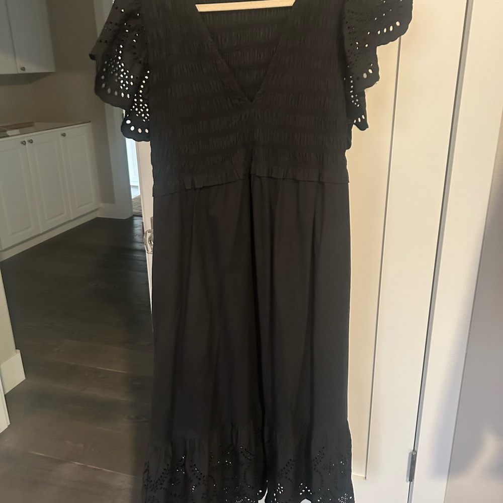 RAILS Black Smocked Bodice Midi Dress